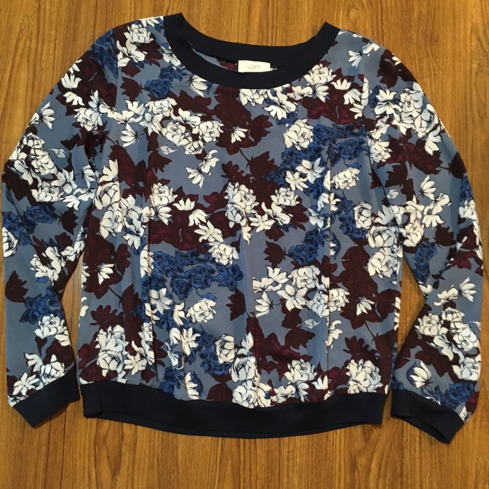 LOFT Floral Knit Pullover Size L